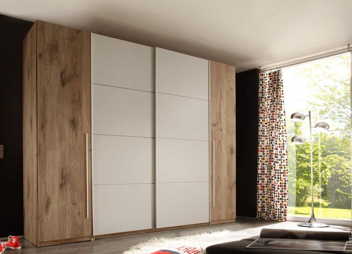 Moderner Schwebetüren-Schrank VIKING EICHE-HELLGRAU