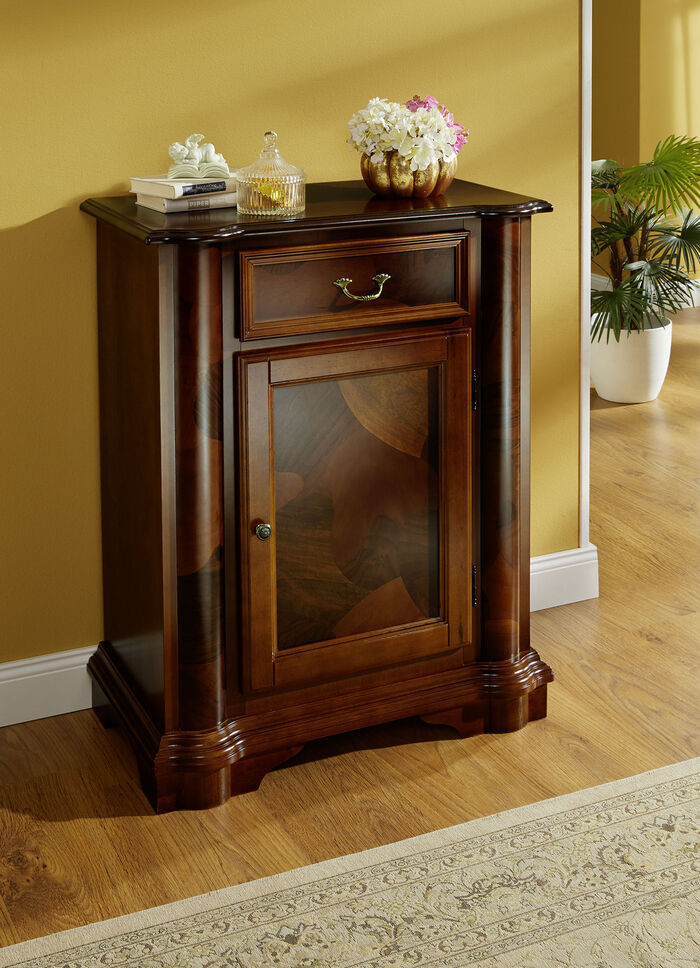 Teilmassive Kommode mit Wurzelholzfurnier