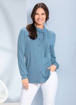 Shirtbluse mit durchgender Knopfleiste in 2 Farben TAUBENBLAU