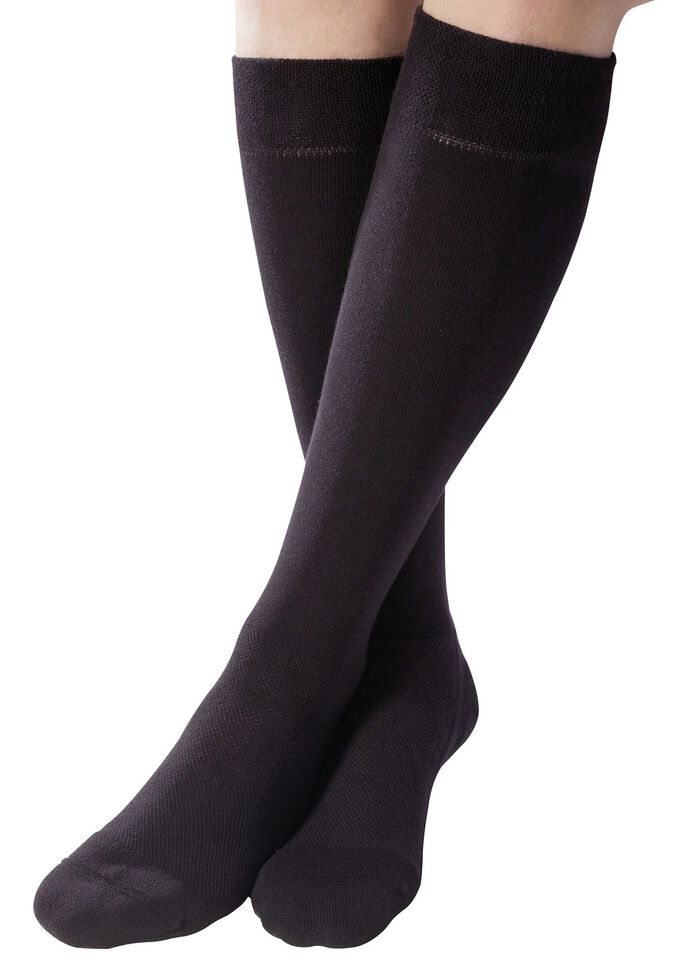 Zweierpack Komfort-Kniestrümpfe oder -Socken SCHWARZ