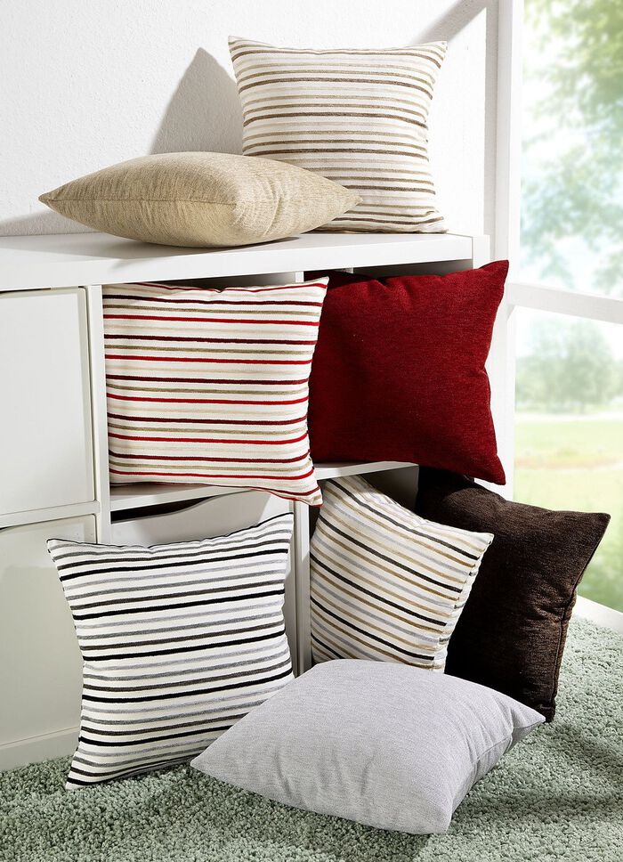 Kissenbezug im Streifen-Design BEIGE