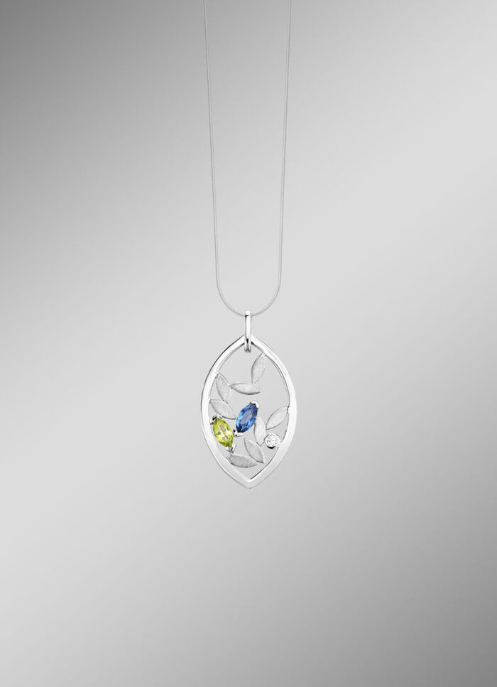 Anh&auml;nger mit Blautopas, beh., echt Peridot und synth. Zirkonia 