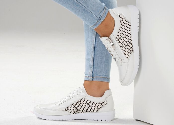 ELENA EDEN, sommerliche Damen-Sneaker, Weite G, mit herausnehmbarem Fu&szlig;bett NATURWEISS