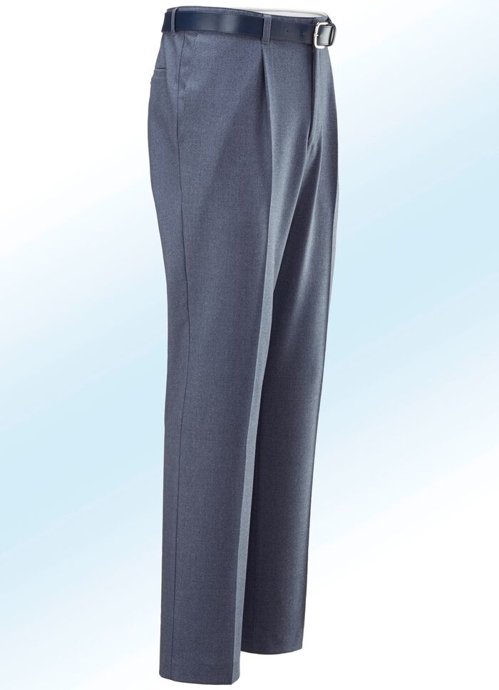 Melierte Hose in 4 Farben mit Bundfalten RAUCHBLAU