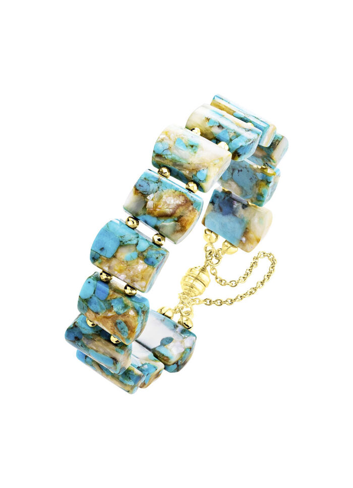Armband mit beh. T&uuml;rkis und beh. Perlmutt 