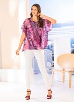 Doppellagiges Shirt mit Chiffon-&Uuml;berwurf 