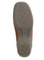 ELENA EDEN, sommerliche Damen-Slipper, Weite H, mit herausnehmbarem Fu&szlig;bett COGNAC-SCHWARZ