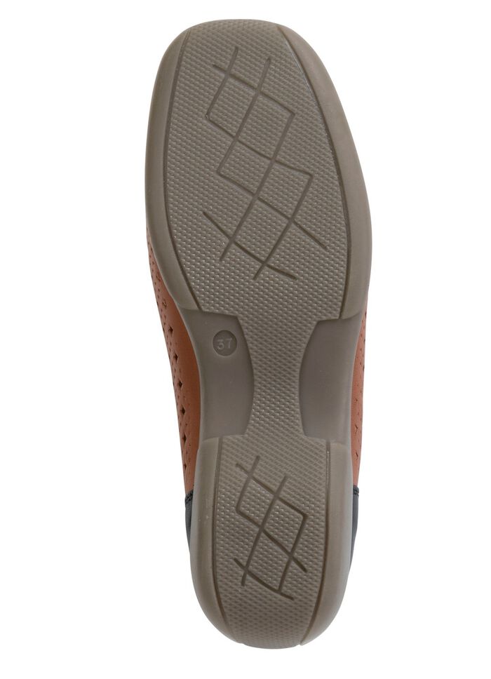 ELENA EDEN, sommerliche Damen-Slipper, Weite H, mit herausnehmbarem Fu&szlig;bett COGNAC-SCHWARZ