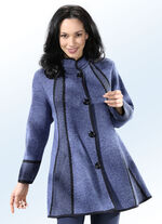 Long-Strickjacke in Swingerform RAUCHBLAU-SCHWARZ