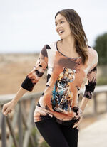 Shirt mit Tiermotiv ORANGE-SCHWARZ-ECRU