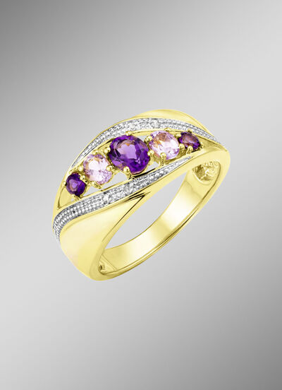 Damenring mit Amethyst und Zirkonia  Damenring mit Amethyst und Zirkonia
