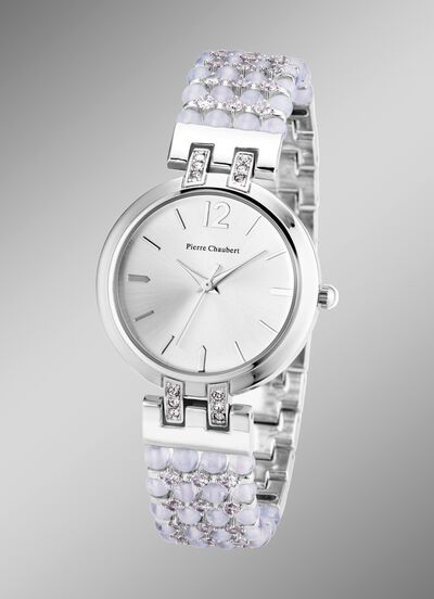 Pierre Chaubert-Quartz-Damenuhr mit Metallgeh&auml;use und Metallband 