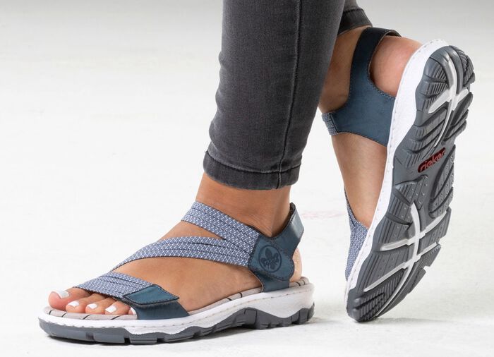 Rieker, sportliche Damen-Sandalen, mit zwei Klettspangen BLAU