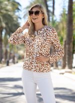 Kombistarke Blusenjacke   TAUPE-WEISS