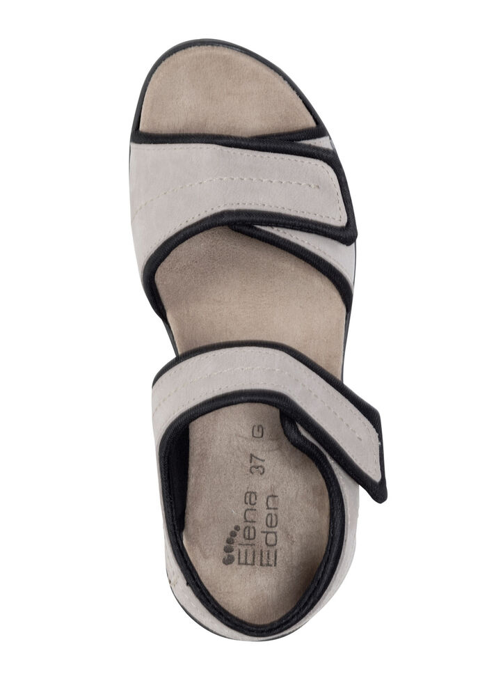 ELENA EDEN Sandale aus weichem Nubukleder und schwarzem Elastikmaterial BEIGE