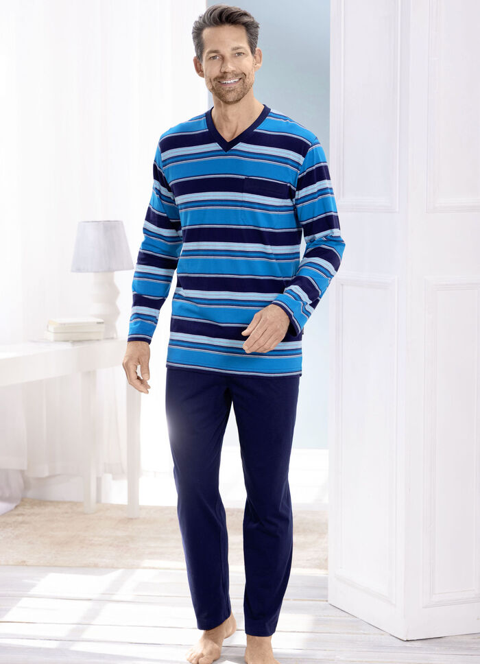 Zweierpack Schlafanzüge mit V-Ausschnitt und Brusttasche 