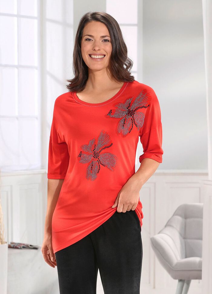 Longshirt mit silberfarbener Flatlock-Naht in 2 Farben 