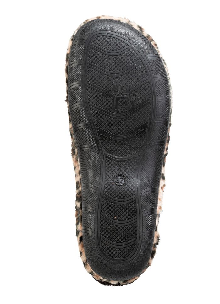 Laurina, trendige Damen-Hausschuhe, mit Leoparden-Dessin BRAUN-SCHWARZ