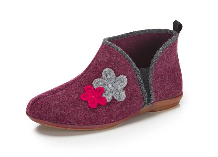 Laurina Hausschuh mit kontrastfarbener Applikation BORDEAUX
