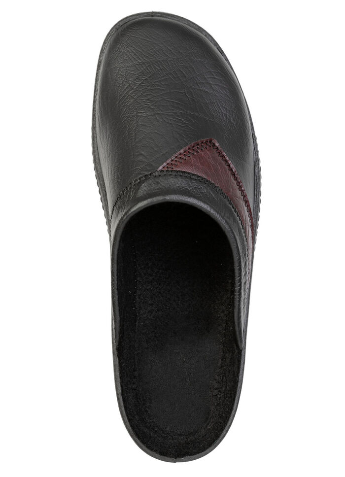 Klassische Herren-Pantoletten, mit anatomisch geformtem Fu&szlig;bett SCHWARZ-BURGUND