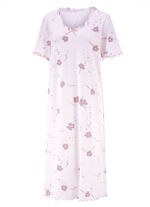 Nachthemd, Kurzarm mit V-Ausschnitt ZARTPFIRSICH-BUNT
