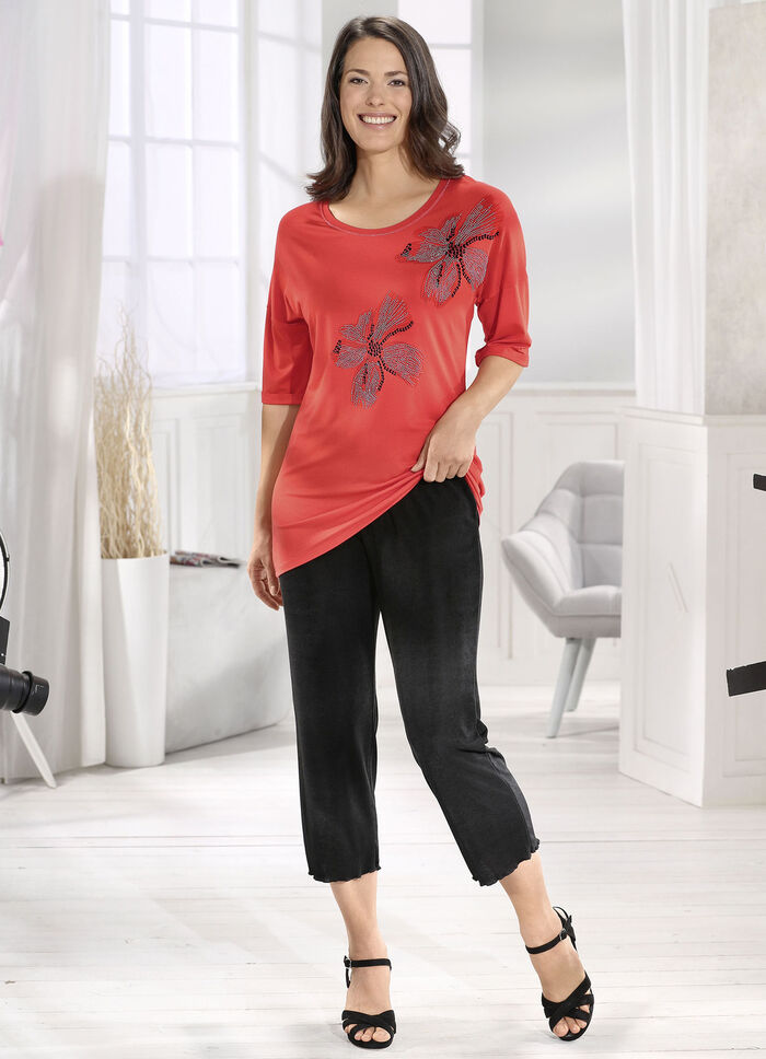 Longshirt mit silberfarbener Flatlock-Naht in 2 Farben ORANGE
