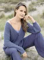 Strickjacke mit Paillettengarn JEANSBLAU MELIERT