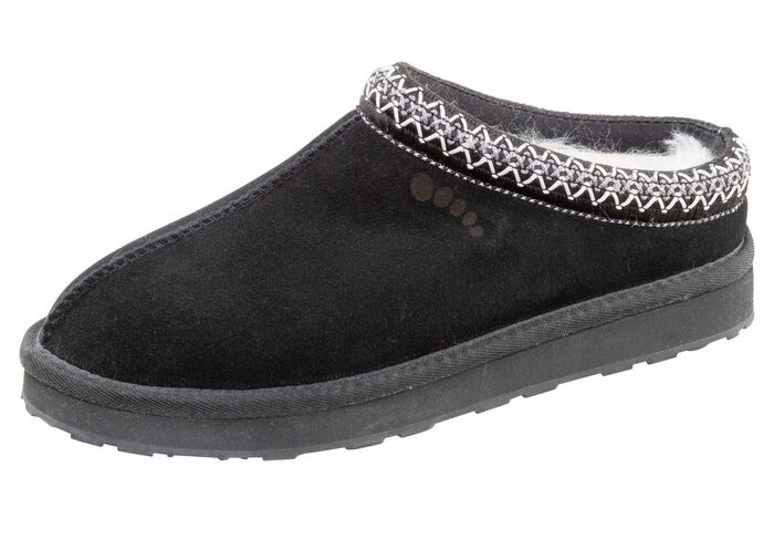 ELENA EDEN, warme Damen-Clogs, mit Lammfell SCHWARZ
