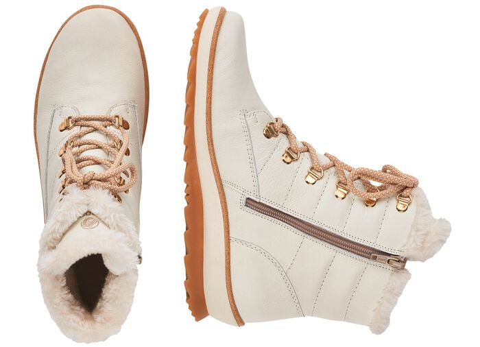 Remonte, gef&uuml;tterte Damen-Stiefeletten, Winterschuhe, Weite G, mit Lammwolle NATURWEISS