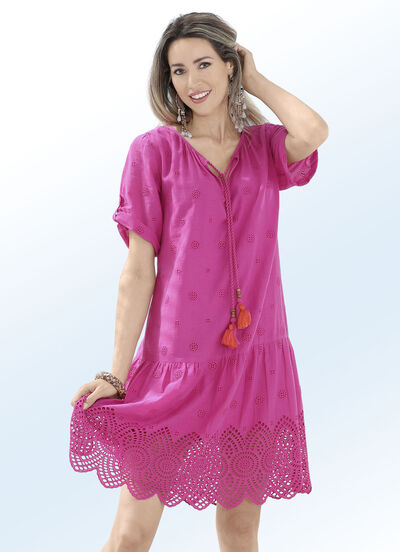 Kleid mit Lochstickerei, aus reiner Baumwolle 