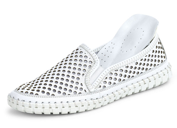 Gemini Slipper mit sommerlich perforiertem Rind-Nappaleder WEISS