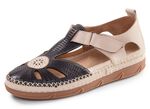 ELENA EDEN, sommerliche Damen-Slipper, Weite H, mit herausnehmbarem Fußbett SCHWARZ-BEIGE