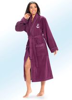 Bademantel mit Anker-Stickerei BEERE