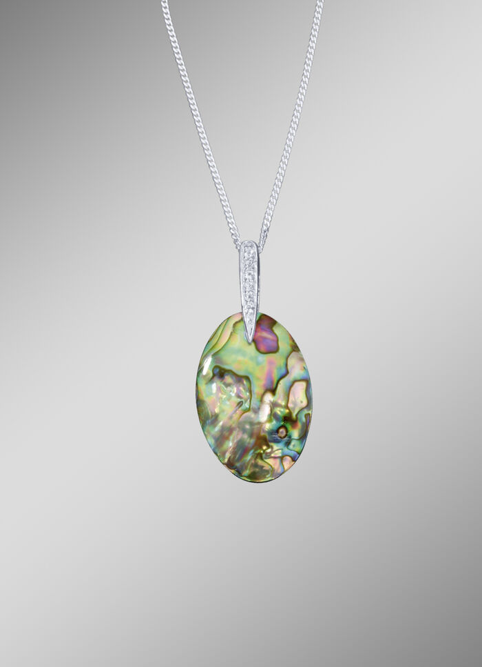 Anhänger aus echt Abalone-Perlmutt mit Panzerkette 