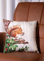 Kissenbezug mit winterlichem Eichhörnchen-Dessin 