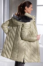 Daunen-Kurzmantel mit abnehmbarer Kapuze 