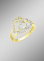 Herz-Damenring mit 68 Diamanten 