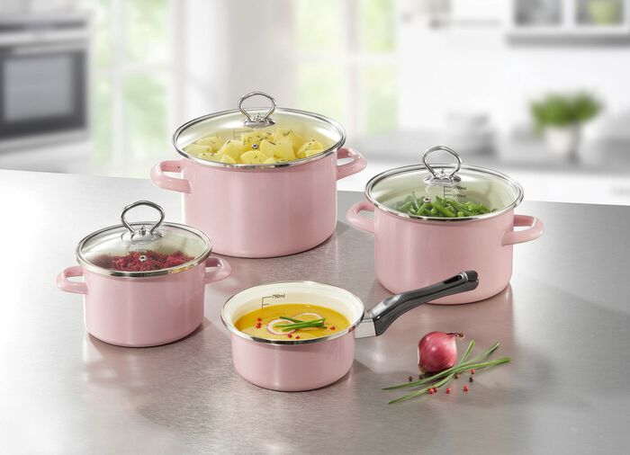 Emaille Topf-Set, 7-teilig ROS&Eacute;