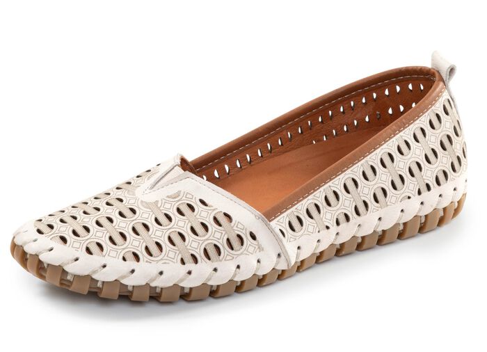 ELENA EDEN, sommerliche Damen-Slipper, Weite G, mit herausnehmbarem Fu&szlig;bett BEIGE