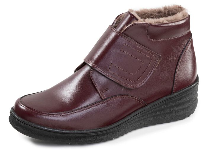 ELENA EDEN, gef&uuml;tterte Damen-Boots, Winterschuhe, Weite H, mit Lammfell BORDEAUX