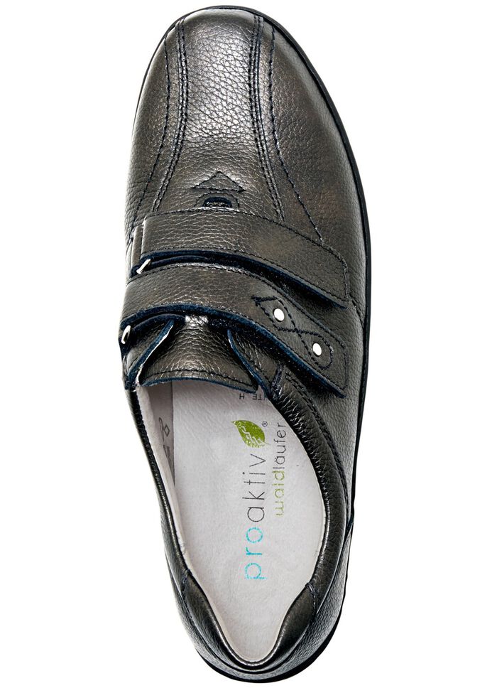 Waldl&auml;ufer, bequeme Damen-Slipper, Weite H, mit herausnehmbarem Fu&szlig;bett ALTSILBER