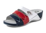 Mubb Pantolette aus Nappaleder mit Metallschmuck BLAU-ROT-WEISS