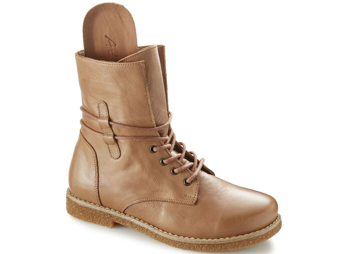 Andrea Conti Schnür-Stiefelette aus weichem Nappaleder COGNAC
