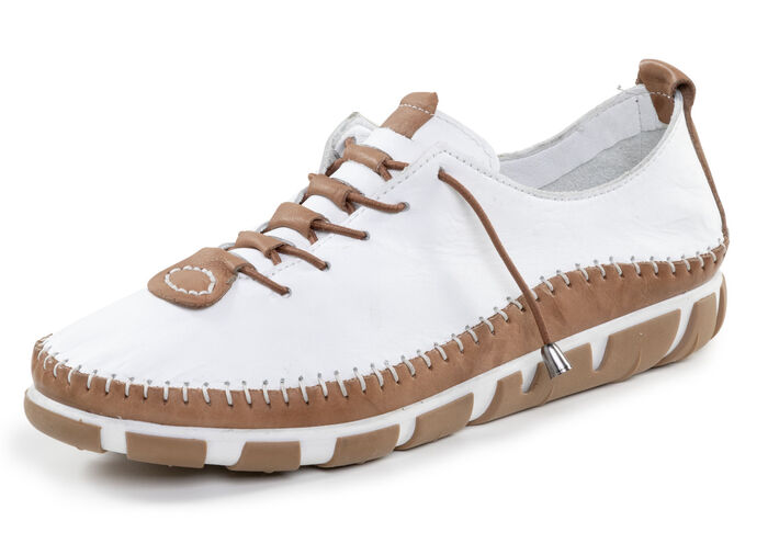 Gemini, leichte Damen-Schn&uuml;rschuhe, Weite G, mit herausnehmbarem Fu&szlig;bett WEISS-BRAUN