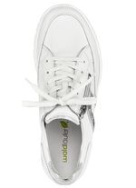 Waldl&auml;ufer Schn&uuml;rschuh aus interessantem Materialmix WEISS-ALTSILBER