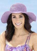 Hut aus knautschbarem Papierstroh mit Zierkordel FLIEDER