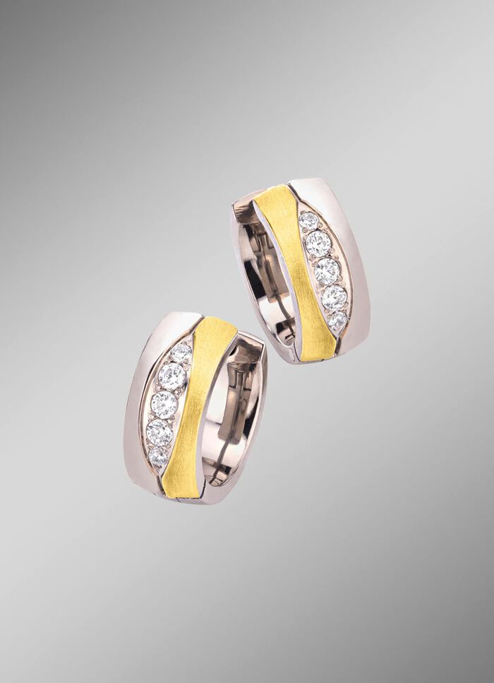 Klappcreolen in Bicolor mit synth. Zirkonia 