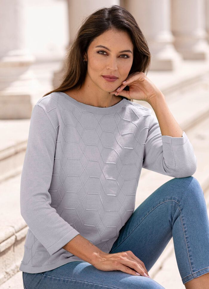 Pullover mit grafischer Struktur GRAU MELIERT