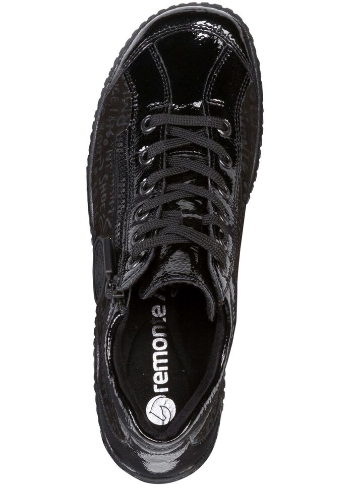 Remonte Schn&uuml;r-Bootie aus Crashlack SCHWARZ