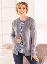 Strickjacke mit Cloqu&eacute;struktur GRAU